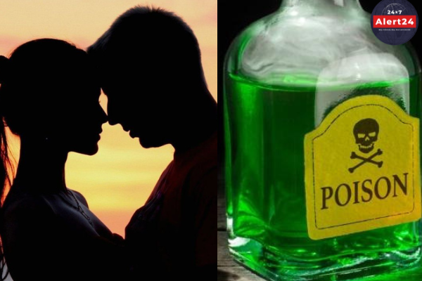 This photo is about a couple in love in which both of them take poison during love.